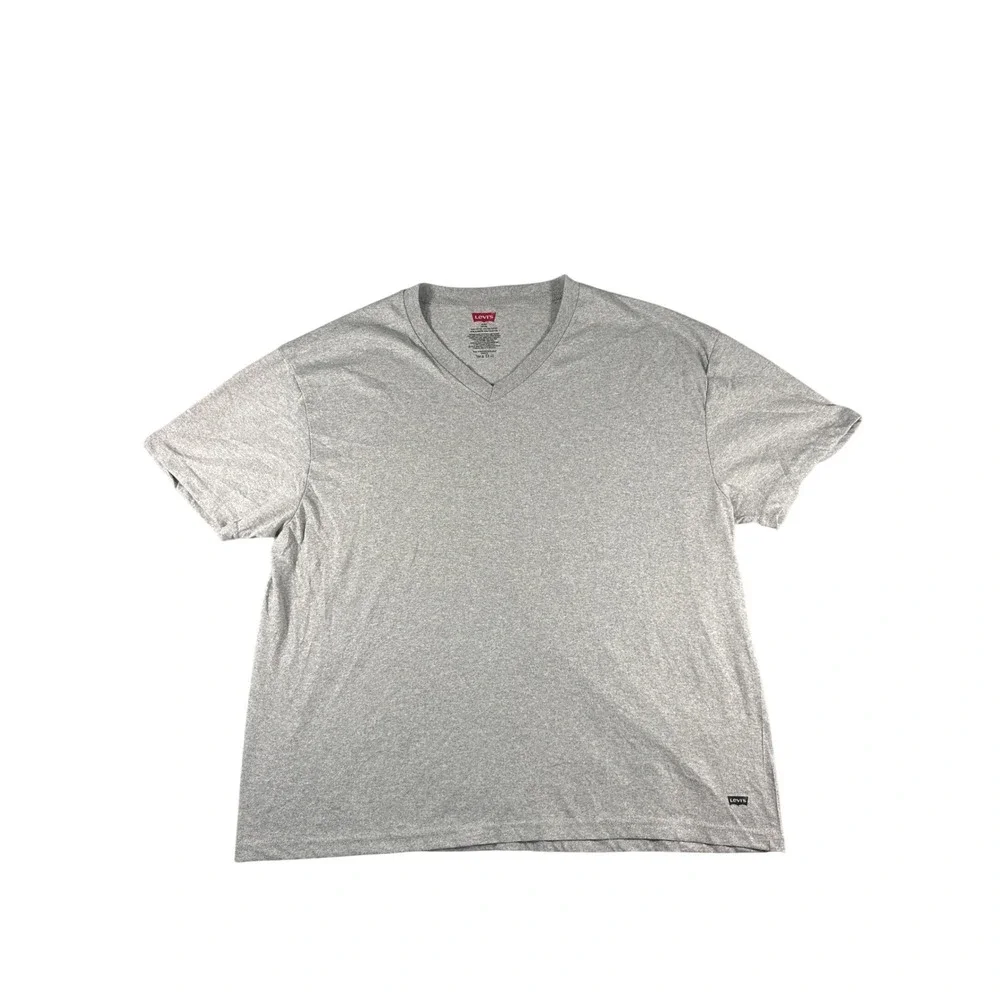 Levis‎ Mens XL Heather Gray V-Neck Short Sleeve T-Shirt Cotton Blend Basic Tee